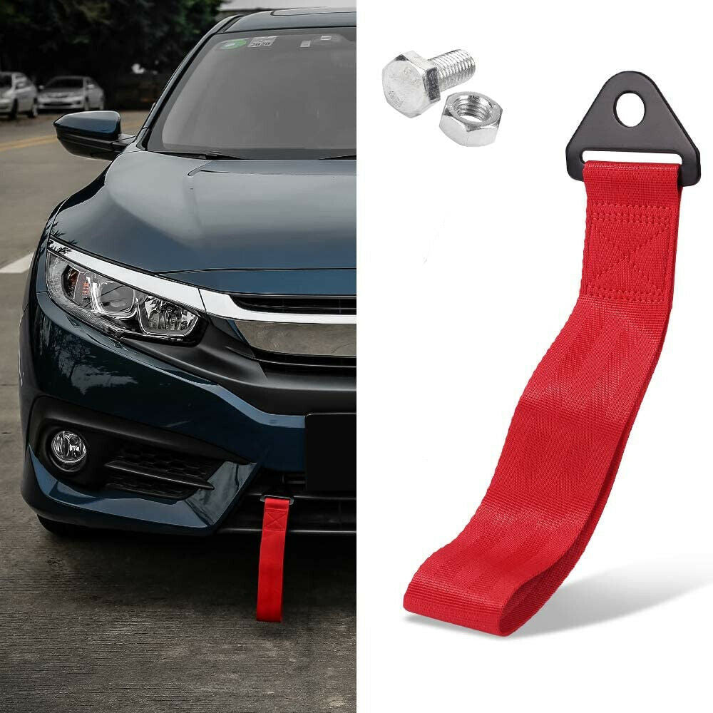 Racing Car Tow Towing Strap Belt Rope Rally Hook Universal Rear